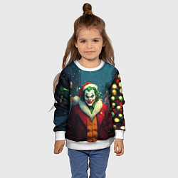 Свитшот детский Джокер в новогоднем костюме, цвет: 3D-белый — фото 2
