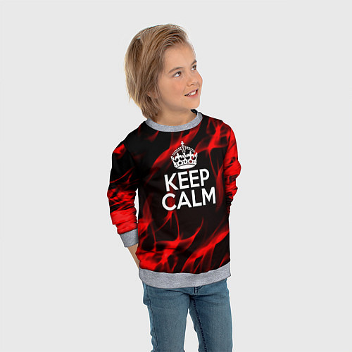 Детский свитшот Keep calm flame red / 3D-Меланж – фото 3