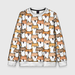Свитшот детский Узор сиба ину, цвет: 3D-белый