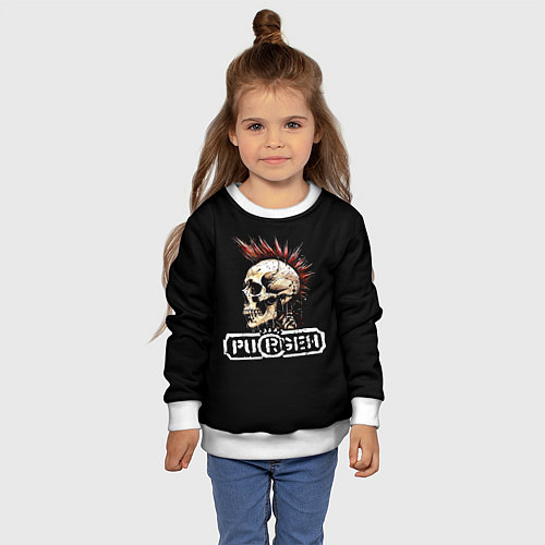 Детский свитшот Purgen череп к красным ирокезом / 3D-Белый – фото 4