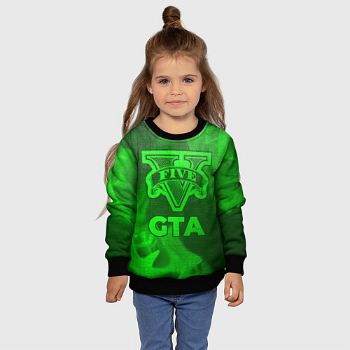 Детский свитшот GTA - green gradient / 3D-Черный – фото 4