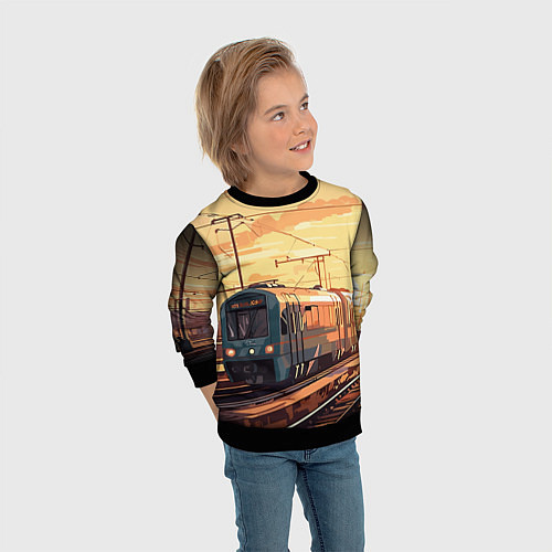 Детский свитшот Осенний поезд / 3D-Черный – фото 3