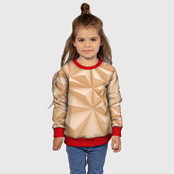Свитшот детский Бежевые полигональные фигуры, цвет: 3D-красный — фото 2