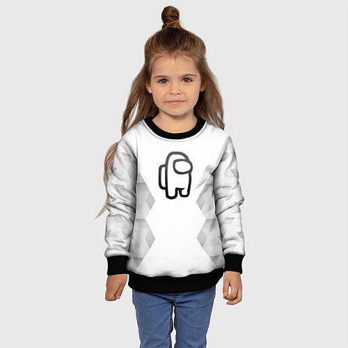 Детский свитшот Among Us white poly / 3D-Черный – фото 4