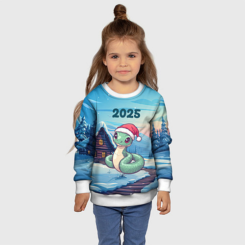 Детский свитшот Новый год змейка 2025 / 3D-Белый – фото 4