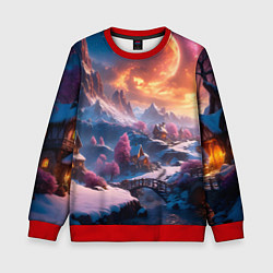 Свитшот детский Fantasy river village, цвет: 3D-красный