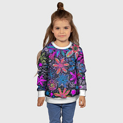 Свитшот детский Неоновые абстрактные снежинки, цвет: 3D-белый — фото 2
