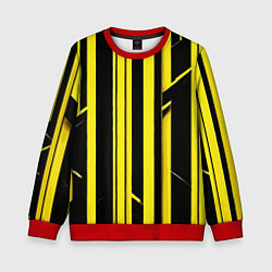 Свитшот детский Толстые жёлтые полосы на чёрном фоне, цвет: 3D-красный