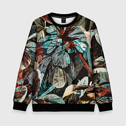 Детский свитшот Абстракция цветы и листья