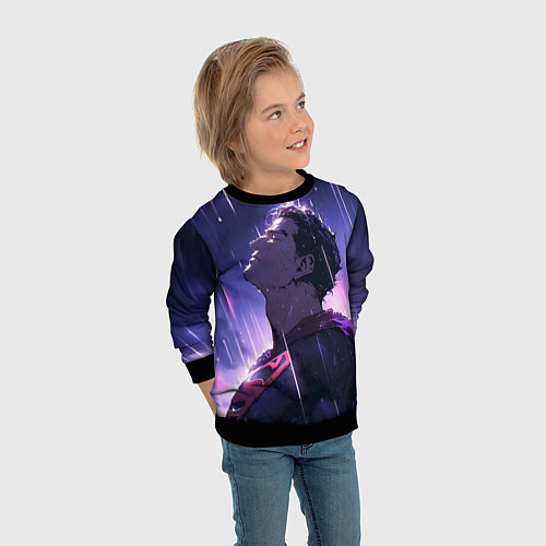 Детский свитшот Superman - Neon rain / 3D-Черный – фото 3
