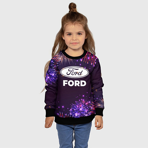 Детский свитшот Праздничный Ford / 3D-Черный – фото 4