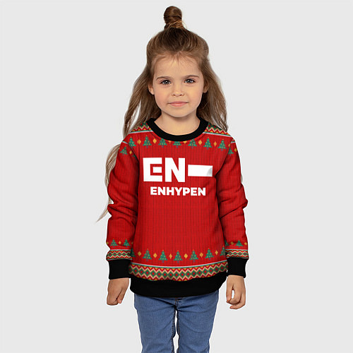 Детский свитшот Enhypen new year / 3D-Черный – фото 4