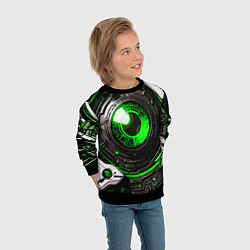 Свитшот детский Зелёная сфера киберпанк, цвет: 3D-черный — фото 2