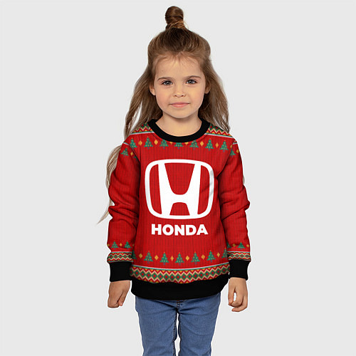 Детский свитшот Honda new year / 3D-Черный – фото 4