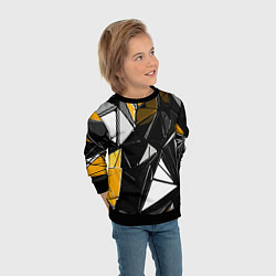 Свитшот детский Жёлто-белые рельефные треугольники на чёрном фоне, цвет: 3D-черный — фото 2