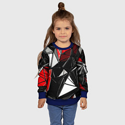 Свитшот детский Красно-белые рельефные треугольники на чёрном фоне, цвет: 3D-синий — фото 2