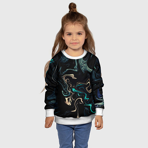 Детский свитшот Безумие волн / 3D-Белый – фото 4