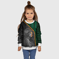 Свитшот детский Девушка-андроид в оранжевых тенях, цвет: 3D-белый — фото 2