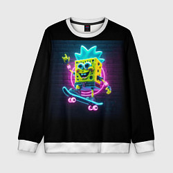 Свитшот детский Sponge Bob on a skateboard - ai art fantasy, цвет: 3D-белый