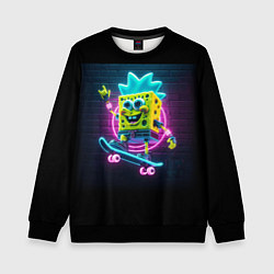 Свитшот детский Sponge Bob on a skateboard - ai art fantasy, цвет: 3D-черный