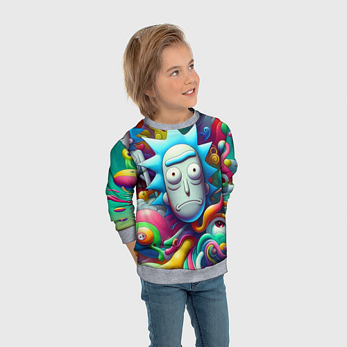Детский свитшот Рик Санчес - граффити / 3D-Меланж – фото 3