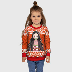 Свитшот детский Незуко Комадо свитер новогодний, цвет: 3D-красный — фото 2