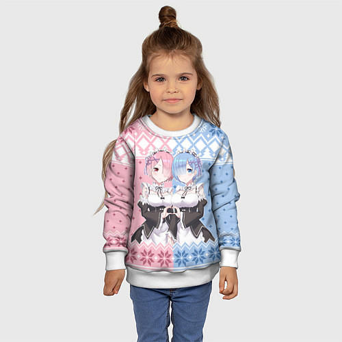 Детский свитшот Рем и Рам новогодний свитер / 3D-Белый – фото 4