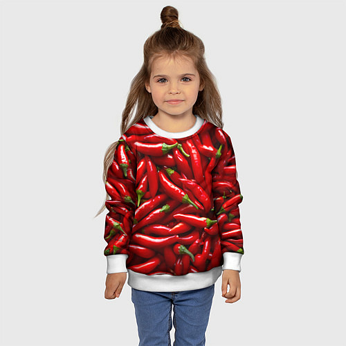 Детский свитшот Красный перец / 3D-Белый – фото 4