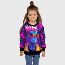 Свитшот детский Неоновый панк, цвет: 3D-черный — фото 2