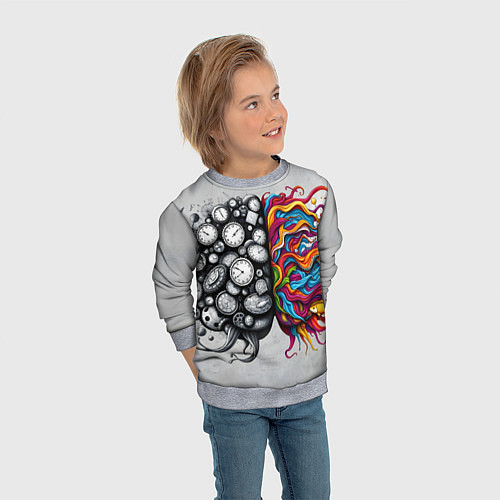 Детский свитшот Полушария мозга / 3D-Меланж – фото 3