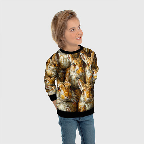 Детский свитшот Зайцы / 3D-Черный – фото 3