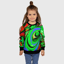Свитшот детский Красно-зелёный узор, цвет: 3D-черный — фото 2