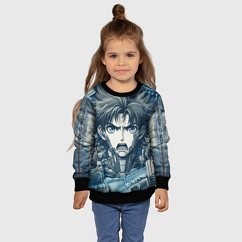 Детский свитшот Герой аниме на пэчворк / 3D-Черный – фото 4