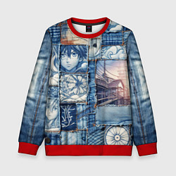 Свитшот детский Пэчворк с мотивами аниме, цвет: 3D-красный