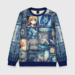 Свитшот детский Аниме микс и пэчворк, цвет: 3D-синий
