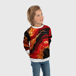 Свитшот детский Красно-золотые брызги на чёрном фоне, цвет: 3D-белый — фото 2