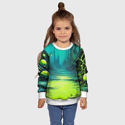 Свитшот детский Зелёная кислотная абстракция, цвет: 3D-белый — фото 2