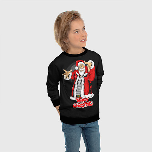 Детский свитшот Дед мороз веселый / 3D-Черный – фото 3