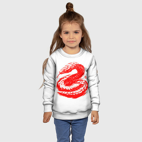Детский свитшот Red japan serpent / 3D-Белый – фото 4