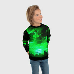 Свитшот детский Кислотный зелёный закат, цвет: 3D-черный — фото 2