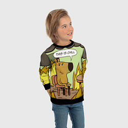 Свитшот детский This is chill - this is fine мем, цвет: 3D-черный — фото 2