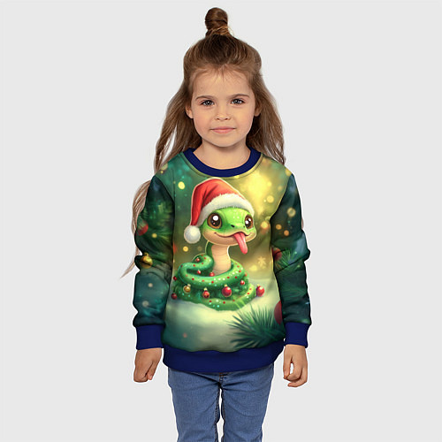 Детский свитшот Змейка показывает язык / 3D-Синий – фото 4