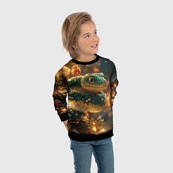 Свитшот детский Змея в новогодней елочке, цвет: 3D-черный — фото 2