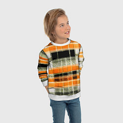 Свитшот детский Белые полосы на чёрно-жёлтом фоне, цвет: 3D-белый — фото 2