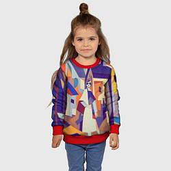 Свитшот детский Кубизм абстрактный город, цвет: 3D-красный — фото 2