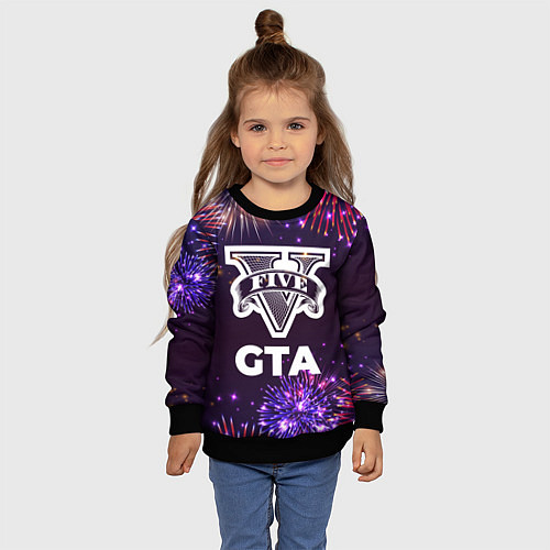 Детский свитшот Праздничный GTA / 3D-Черный – фото 4