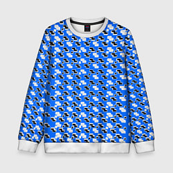 Свитшот детский Чёрно-белые фигуры на синем фоне, цвет: 3D-белый