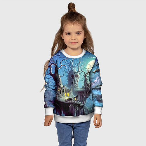 Детский свитшот Коттедж ведьмы - нейроарт фантазия / 3D-Белый – фото 4