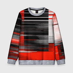 Свитшот детский Белые вертикальные полосы на чёрно-красном фоне, цвет: 3D-меланж