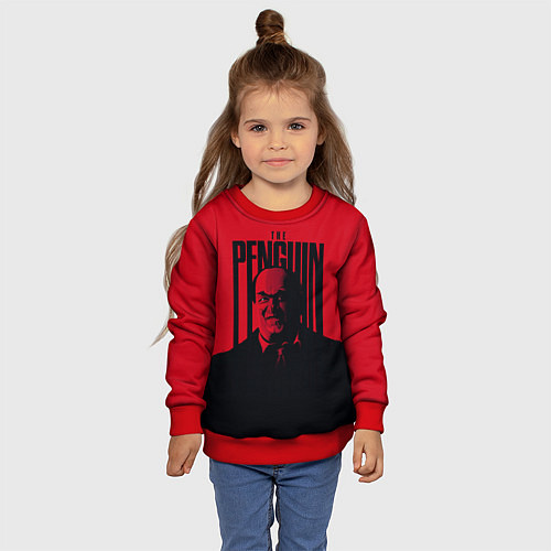 Детский свитшот Освальд Кобб Пингвин / 3D-Красный – фото 4